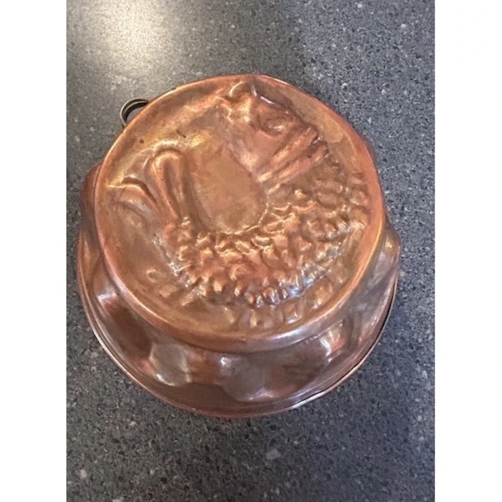Antique 19th Century  Copper Fish Molds set of 2‎ wall hanger jello mold